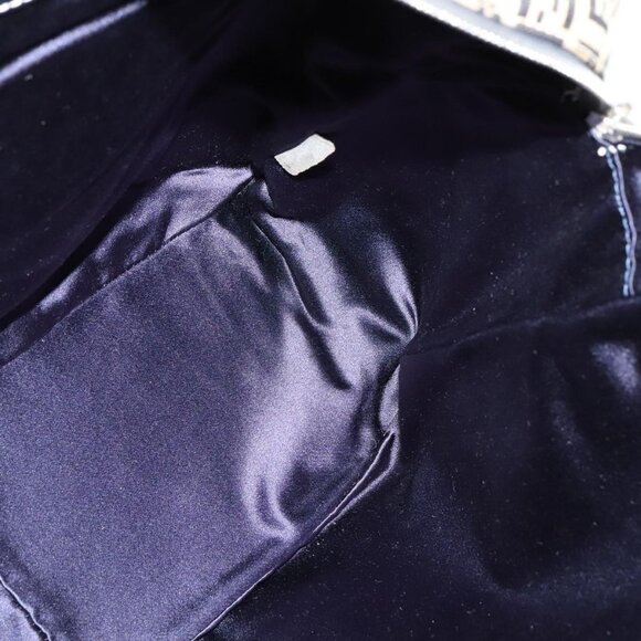 FENDI Zucchino Canvas Hand Bag Navy Silver Auth - Picture 13 of 16